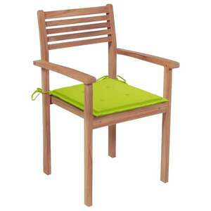 4 db tömör tíkfa kerti szék élénkzöld párnával kép