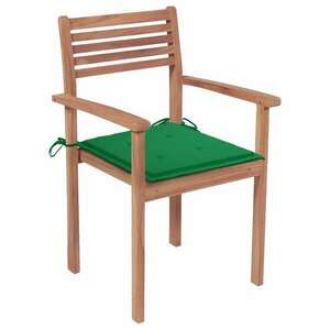 2 db tömör tíkfa kerti szék zöld párnákkal kép