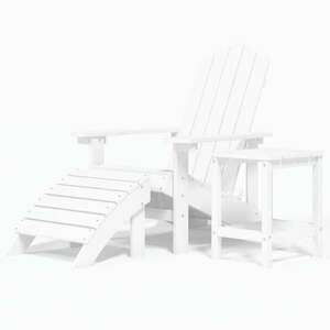 Fehér hdpe kerti adirondack szék lábtartóval és asztallal kép