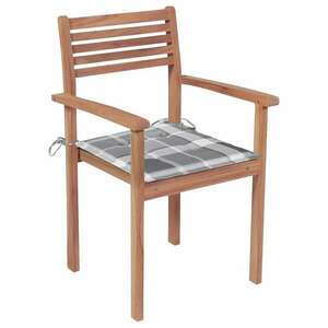 8 db rakásolható tömör tíkfa kerti szék párnákkal kép