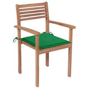 8 db rakásolható tömör tíkfa kerti szék párnákkal kép