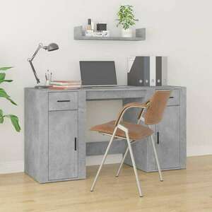 vidaXL betonszürke színű szerelt fa íróasztal szekrénnyel kép