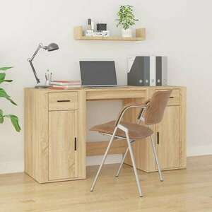 vidaXL sonoma-tölgy színű szerelt fa íróasztal szekrénnyel kép