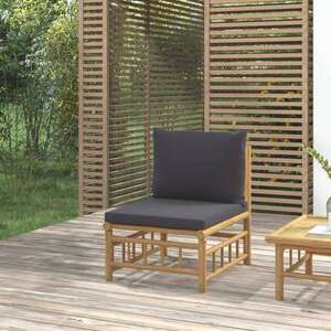 vidaXL bambusz kerti kanapé sötétszürke párnákkal kép