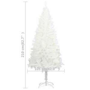 vidaXL fehér műkarácsonyfa LED-fényekkel és gömbszettel 210 cm kép
