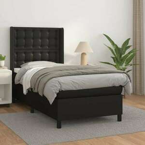 vidaXL fekete műbőr rugós ágy matraccal 90 x 200 cm kép