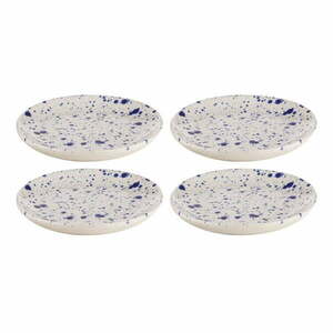 Fehér-kék agyagkerámia desszertes tányér készlet 4 db-os ø 18 cm Carnival – Ladelle kép