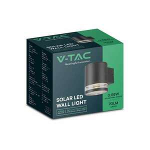 V-TAC napelemes 0.55W fali lámpa, IP54, meleg fehér, fekete házza... kép