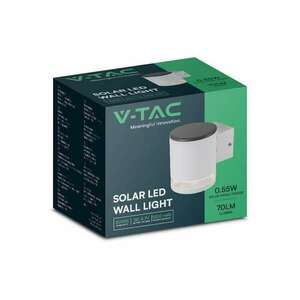 V-TAC napelemes 0.55W fali lámpa, IP54, meleg fehér, fehér házzal... kép