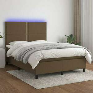 vidaXL barna szövet rugós és LED-es ágy matraccal 140x190 cm kép
