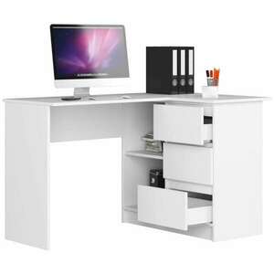 Sarok íróasztal - Akord Furniture - 124 cm - fehér / magasfényű bézs kép