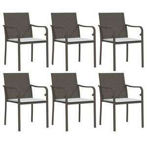 6 db barna polyrattan kerti szék párnával 56x59x84 cm kép