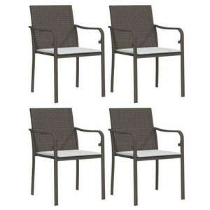 4 db barna polyrattan kerti szék párnával 56x59x84 cm kép