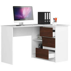 Sarok íróasztal - Akord Furniture - 124 cm - fehér / wenge kép