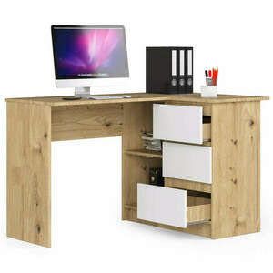 Sarok íróasztal - Akord Furniture - 124 cm - arany tölgy / fehér kép