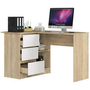 Sarok íróasztal - Akord Furniture - 124 cm - sonoma tölgy / fehér... kép