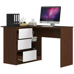 Sarok íróasztal - Akord Furniture - 124 cm - wenge / fehér (bal) kép