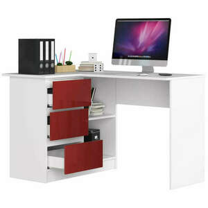 Sarok íróasztal - Akord Furniture - 124 cm - fehér / magasfényű b... kép