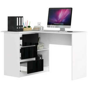 Sarok íróasztal - Akord Furniture - 124 cm - fehér / magasfényű f... kép