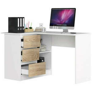 Sarok íróasztal - Akord Furniture - 124 cm - fehér / sonoma tölgy... kép
