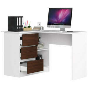 Sarok íróasztal - Akord Furniture - 124 cm - fehér / wenge (bal) kép
