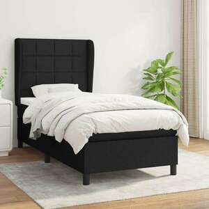 vidaXL fekete szövet rugós ágy matraccal 90x190 cm kép