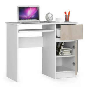 Íróasztal - Akord Furniture - 90 cm - fehér / magasfényű bézs kép