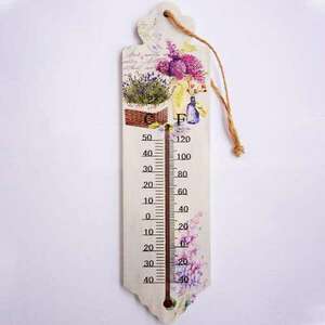 Fali hőmérő Pufo Flowers, beltéri használatra, 26 x 7 cm kép