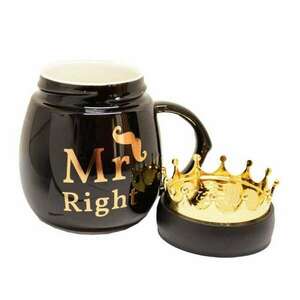 Pufo Mr Right kerámia bögre fedővel, kávéhoz vagy teához, 500 ml, ... kép
