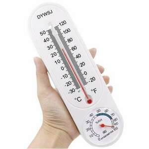 Pufo fali hőmérő, nedvességmérővel, 22 cm, fehér kép