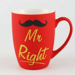 Matt Pufo Mr Right kerámia bögre, kávéhoz vagy teához, 360 ml, piros kép