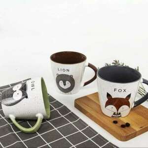 Pufo Hello Owly kerámia bögre, tea, kávé, gyümölcslé, 370 ml, fehér kép