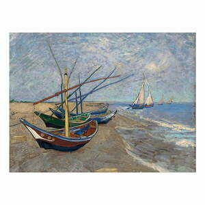 Vincent van Gogh - Fishing Boats on the Beach at Les Saintes-Maries-de la Mer festményének másolata, 40 x 30 cm kép