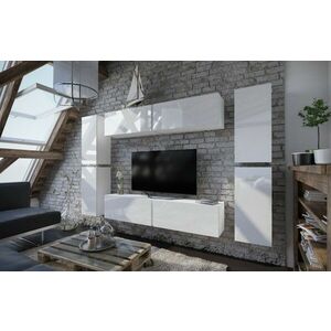 Salas 02 Magasfényű 8 modul Nappali fali bútorszett Fehér kép