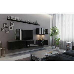 Salas 07 Magasfényű 6 modul Nappali fali bútorszett Fekete kép