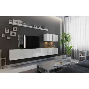 Salas 07 Magasfényű 6 modul Nappali fali bútorszett Fehér kép