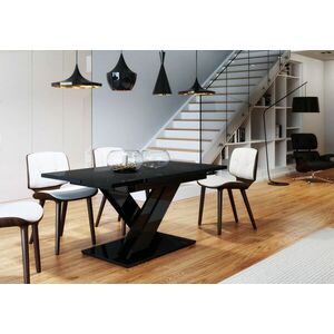 Maasix BKG magasfényű 4-6 személyes bővíthető étkezőasztal Fekete kép