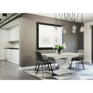 Maasix WTG magasfényű 6-8 személyes bővíthető étkezőasztal Fehér kép