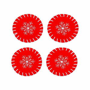 Piros poháralátét szett karácsonyi mintával 4 db-os – Casa Selección kép