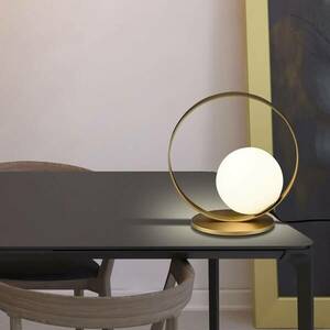 LED asztali lámpa Halo, arany / opál kép