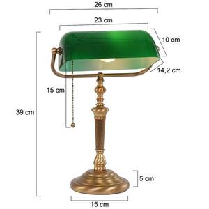 Íróasztal lámpa Ancilla, üvegbúra, bronz/zöld kép