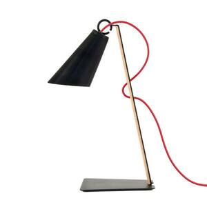 Asztali világítás Pit, tölgy, fekete, kábel piros kép