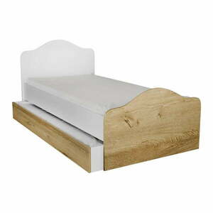 Fehér-natúr színű egyszemélyes ágy tárolóhellyel 90x190 cm Kanguru – Kalune Design kép