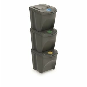 Sortibox Szelektív hulladékgyűjtő kosarak szürke, 25 l, 3 db IKWB20S3 405u kép