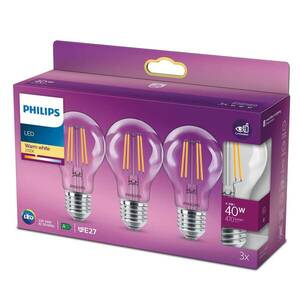 Philips LED lámpa Classic E27 4, 3W 2700K átlát 3db kép