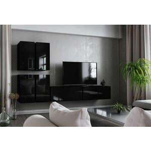 Salas 08 Magasfényű 6 modul Nappali fali bútorszett Fekete kép