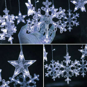 Karácsonyi LED fényfüzér - hópelyhek és csillagok / 5 méter, hide... kép