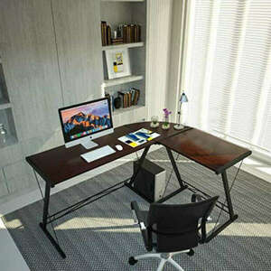 BigHome L alakú íróasztal - Sötétbarna kép
