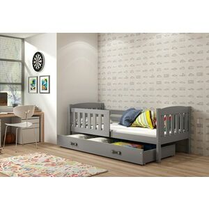 FLORENT P1 gyerekágy + AJÁNDÉK matrac + ágyrács, 80x160 cm, grafit, grafit kép