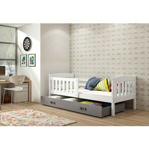 FLORENT P1 gyerekágy + AJÁNDÉK matrac + ágyrács, 90x200 cm, fehér, grafit kép